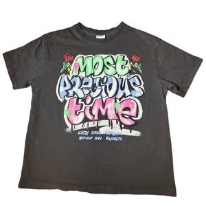 Zara Graphic T-Shirt Kids 9-10 Charcoal Excellent Graffiti Streetwear Tee